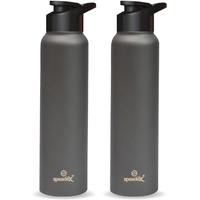 Speedex Stainless Steel Water Bottle 1 Litre, Leakproof Sipper Cap 1 Ltr, Dark Grey, Bottles 1+ Litre For School, Gym, Office, Boys, Girls, Men, Women, Kids 1Ltr - 1000 Ml - Set Of 2