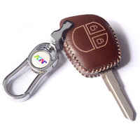 Jvcv Soft Handmade Leather Car Key Cover Compatible With 2 Button Key For Maruti Suzuki Swift Baleno S-Cross Ciaz Dzire Wagonr Sx4 Ritz (2B Key, Brown)