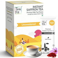 Teafit Premium Unsweetened Saffron Instant Tea Premix Pack Of 20 Sachets | Just Add Water | Strong Home Like Kesar Chai | Diabetic Friendly | No Sweeteners, 280 Gm
