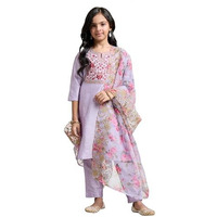 Amazon Brand - Symbol Girl's Rayon Ethnic Wear Embroidered Kurta Set With Organza Dupatta