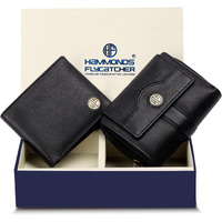 Hammonds Flycatcher Leather Wallet Combo Gift Set - Valentine Gift For Boyfriend And Girlfriend - Men's And Women's Wallets With Multiple Card Slots - Couple Gifts For Anniversary