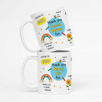 Akipi Thank You Teacher Mug With Personalized Teacher's Name, Best Teacher Gift, Teacher Mug, Helping Me To Grow Ceramic Mug 11Oz Designer Coffee/Tea Cup Arm676 (Pack Of 2)