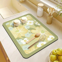 Homecloud Dish Drying Mat For Kitchen Counter Hide Stain Super Absorbent, Non-Slip, Heat-Resistant, Great For Dishes,Rack Pad, Kitchen Counter, Coffee Maker, Coffee Item (Light Green, 40X50Cm)