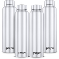 Pexpo Chromo Stainless Steel Sports/Fridge Water Bottle 1 Litre, Silver Pack Of 4 | Eco Friendly | Bpa Free | Water Bottle For Office, Gym, School, Yoga, Trekking, Men, Women And Kids