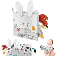 Snowie Soft Rabbit Baby Books 0-6 Months Baby Toys 6-12 Months, Nontoxic Fabric Soft Baby Cloth Books, Early Educational Activity Baby Sensory Toy, Waterproof Soft Books For Toddler Shower Gift