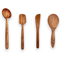 Poshio Wooden Spatulas Set For Kitchen | Neem Wood Turner/Spatula/Ladle For Cooking & Serving | Kitchen Tools | No Harmful Polish | Naturally Antibacterial, Handmade