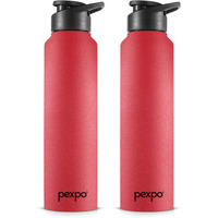 Pexpo Chromo Stainless Steel Sports/Fridge Sipper Water Bottle 750Ml, Crimson Red Pack Of 2 | Eco Friendly | Bpa Free | Water Bottle For Office, Gym, School, Yoga, Trekking, Men, Women And Kids