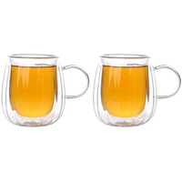 Femora Double Wall Coffee Mug 250Ml (8 Ounces), Clear Glass With Handle, Insulated Cappuccino, Tea, Latte Cup - Heat Resistant (Pack Of 2)