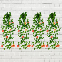 Decorebugs Artificial Flower Plants Leaves Hanging Ivy Garlands Plant Greenery Vine Creeper Home Decor Door Wall Balcony Decoration Party Festival Craft (Pack Of 4)