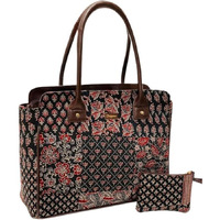 Shigora Women's Office Laptop Bag With Extra Pouch | Vegan Leather | Laptop Tote Bag | 16 Inch Work Shoulder Bags | Office Bag | For Travel, Office, College |Handcrafted | Large Space (Brown Abstract)