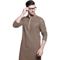 Jompers Mens Sequin Embroidered Pure Cotton Kurtas (Brown, Xl)