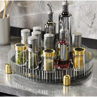 House Of Quirk Turntable Cabinet Organizer,Rotating Storage Spinner Kitchen Food Spices Rack Storage For Pantry,Fridge,Countertops,Bathroom Vanity Makeup Organizer (Grey)