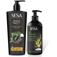 Sesa Ayurvedic Medicinal Shampoo Hairfall Control Anti Dandruff Shampoo Infused With 17 Ayurvedic Herbs Smooth & Shiny Hair For Men & Women (Shampoo + Conditioner)