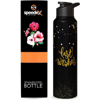Speedex Printed Water Bottle 1 Ltr, Capacity, Stainless Steel Sipper Bottles For Girls And Boys, Adults & Kids, Gym, Sports, Fridge Use, School & Office - (1000Ml, Black, Pack Of 1)