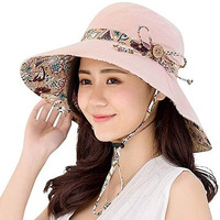 Alexvyan Pink Round Hat Reversable Designer Sunvisor Hats For Women Uv Protection Wide Brim Summer Cap For Girls Casual Beach, Safari Sun Protection Cap For Women Girl
