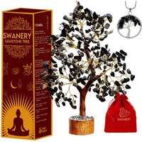 Swanery Black Tourmaline Gemstone Tree Of Life Is A Handmade Crystal Tree That Promotes Positive Energy, Wealth, Prosperity, And Spiritual Growth. Perfect For Feng Shui Decor, Chakra Healing And Gift