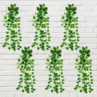 Decorebugs Artificial Plants Leaves Hanging Ivy Garlands Plant Greenery Vine Creeper Home Decor Door Wall Balcony Decoration Party Festival Craft (Pack Of 6)