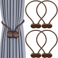 Inovera Window Curtain Tiebacks Drapery Hold-Backs Band For Office Home Decorative (Coffee, Pair 2-4 Pcs)