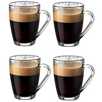 Zroy Enterprise Premium Glass Coffee Mug Tea Cups, Transparent, Glass Cups Set For Tea, Coffee, Green Tea, Herbal Tea, Lemon Tea, Milk Cup, Hot/Cold Drinks Cups (Classic Cup, 4), 150 Ml