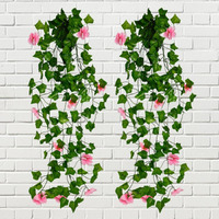 Decorebugs Artificial Flower Plants Leaves Hanging Ivy Garlands Plant Greenery Vine Creeper Home Decor Door Wall Balcony Decoration Party Festival Craft (Pack Of 2)