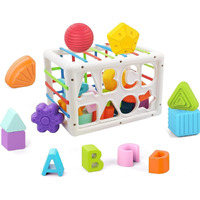 Brand Conquer Baby Shape Sorting Cube With Abcd And Shape Blocks, Sensory Colorful Elastic Rope Toddlers Kids Early Educational Developmental Toys (Kk0209 Abcd Shape Blocks Activity Cube)