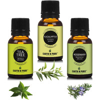 Earth N Pure Eucalyptus, Rosemary & Tea Tree Essential Oils | Pack Of 3 (15 Ml Each) | 100% Pure, Undiluted, Natural And Therapeutic Grade - Perfect For Aromatherapy, Skin Therapy & More