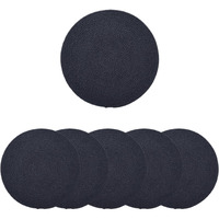 Encasa Xo Dining Table Mats Set Of 6 | Cotton Round Placemat - 33 Cm Diameter | Dark Blue | Handmade Rib Style