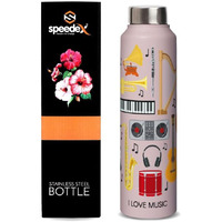 Speedex Stainless Steel Water Bottle 1 Ltr, High On Music Design, Steel Screw Cap Bottles For Girls And Boys, Adults & Kids, Gym, Sports, Fridge Use, Perfect For School & Office - 1000Ml (Set Of 1)