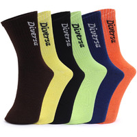 Diversa Sports & Gym Workout Socks For Men & Women With Premium Cotton | Crew Calf Length Socks, Free Size | Running, Cycling & Gym | Odour Free (Orange/Black/Neon/Brown/Yellow/Royalblue)