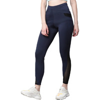 Blinkin Gym Wear Mesh Leggings Workout Pants With Side Pockets/Stretchable Tights/Highwaist Sports Fitness Yoga Track Pants For Women & Girls_2012 (Color_Navy Blue,Size_Xl)