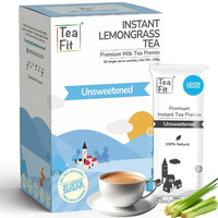 Teafit Premium Unsweetened Lemongrass Instant Tea Premix Pack Of 10 Sachets | Just Add Water | Strong Home Like Chai Tea | Diabetic Friendly | No Sweeteners, 140 Gm