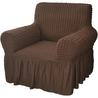 House Of Quirk Turkish Bubble Frill 280 Gsm Sofa Slipcovers, Durable Washable Universal Single Seater High Elastic Furniture Protector (Coffee, 90-145Cm)