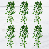 Decorebugs Artificial Plants Leaves Hanging Ivy Garlands Plant Greenery Vine Creeper Home Decor Door Wall Balcony Decoration Party Festival Craft (Pack Of 6)
