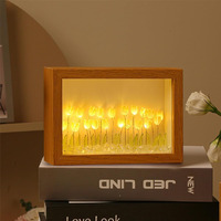 Tulip Photo Frame Night Light,Diy Tulip Night Light Handmade Furniture Decoration Simulation Flower Bedroom Sleeping Desk Table Lamp Children Girl Couple Friends Gift Ornament, 20 Flowers (Style 3)