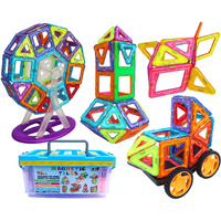 Toyshine 96 Pcs Plastic Magnetic Tiles Building Blocks Construction Set Educational Stacking Toys-Indian,Multi