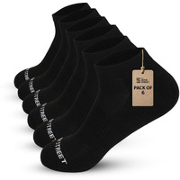 The Sock Street Sports Socks For Men Combo Ankle Length | Terry Cushioned Low Cut Premium Cotton Shocks | Super Soft, Breathable & Odor-Free | Ideal For Gym, Athletic & Running - Black