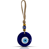 Vkora Handmade Turkish Evil Eye Hanging With Golden Color Beads For Home Shop Office 6 Cm Diameter
