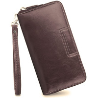 Contacts Wristlet Wallets For Women With Rfid Protection | Ladies Leather Clutch/Wallet | Large Capacity Zipper Purse/Card Holder Organizer For Women (Brown)