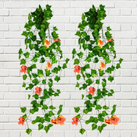 Decorebugs Artificial Flower Plants Leaves Hanging Ivy Garlands Plant Greenery Vine Creeper Home Decor Door Wall Balcony Decoration Party Festival Craft (Pack Of 2)
