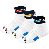 Blitzsox Men Cotton Blend Hi-Tech Performance Athletic Sports (High-Ankle) Sports Ankle Length Socks (Badminton, Running, Gym & Indoor Training), Pack Of 3 (Size Uk 7-11, Multicolor Stripes)