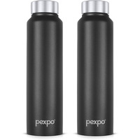 Pexpo Chromo Stainless Steel Sports/Fridge Water Bottle 750Ml, Knight Black Pack Of 2 | Eco Friendly | Bpa Free | Water Bottle For Office, Gym, School, Yoga, Trekking, Men, Women And Kids