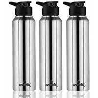 Speedex Stainless Steel Water Bottle 1 Ltr For Kids, Boys, Girls, 1 Litre Bottles For Gym, Sports, Fridge Use, School & Office - 1000Ml, Silver Colour, Set Of 3, Sipper Cap