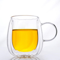 Femora Double Wall Coffee Mug 250Ml (8 Ounces), Clear Glass With Handle, Insulated Cappuccino, Tea, Latte Cup - Heat Resistant (Pack Of 1)