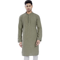 Divisive Men's Sequince Embroidered Cotton Blend Only Slim Fit Kurta (Dkrt675_S_Olive)