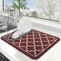 Homecloud Dish Drying Mat For Kitchen Counter Hide Stain Super Absorbent, Non-Slip, Heat-Resistant, Great For Dishes, Rack Pad, Kitchen Counter, Coffee Maker, Coffee Bar Items (Maroon, 40X50Cm)