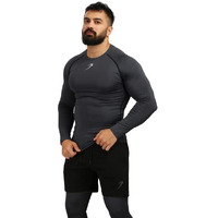 Men's Full Sleeve Compression T-Shirt - Athletic Base Layer For Fitness, Cycling, Training, Workout, Tactical Sports Wear (Large, Grey)
