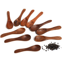 Pure Source India Wooden Masala Spoon For Small Containers, Handmade Wooden Spoon For Tea, Coffee, Sugar, Condiments & Spices, Set Of 10 (4 Inch)