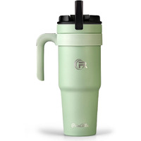 Primalite 1200Ml Stainless Steel Insulated Tumbler With Handle | 2-In-1 Straw & Flip Lid | 40Oz Travel Mug Bottle For Hot, Cold Drink | Fits In Car Cupholder For Water, Iced Tea, Coffee- Olive Green