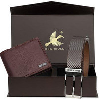 Hornbull Men's Brown Wallet And Belt Combo | Valentine's Day Gift Set For Men | Mens Leather Wallet | Wallets Men Leather Bw69187