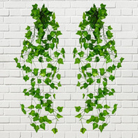 Decorebugs Artificial Plants Leaves Hanging Ivy Garlands Plant Greenery Vine Creeper Home Decor Door Wall Balcony Decoration Party Festival Craft (Pack Of 2)
